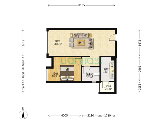 隆鑫九熙三期 1室1厅1卫 63平方