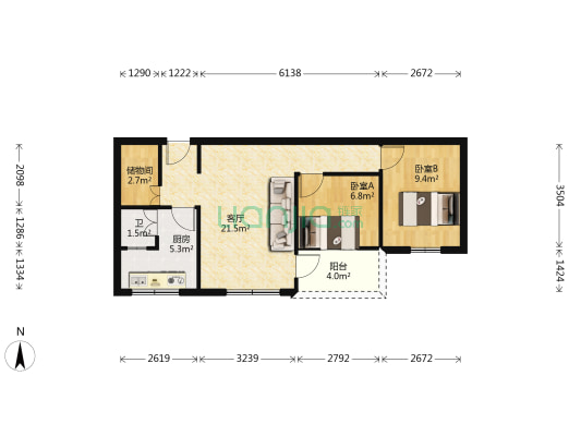 成平巷3号 2室1厅1卫 64平方