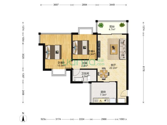 正邦岭秀城 2室1厅1卫 79平方