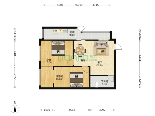 临江新天地福江苑二期 1室1厅1卫 62平方