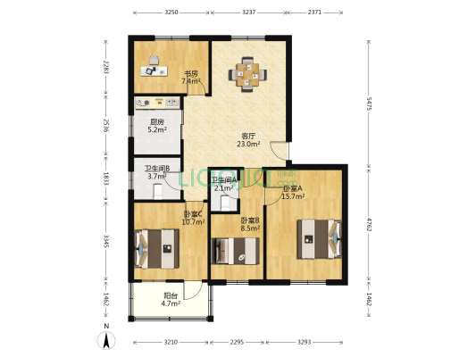 龙港二村 4室1厅2卫 97平方
