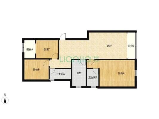 苗圃凯富华润，宽敞3居室，价格实惠，生活配套齐-户型图