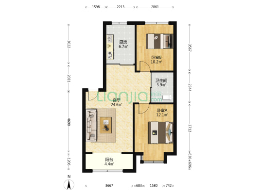 金沙岭峯 2室1厅1卫 80平方