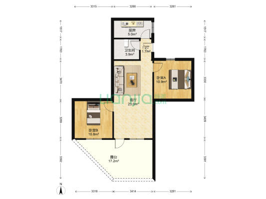 常青花园第一社区 2室1厅1卫 77平方
