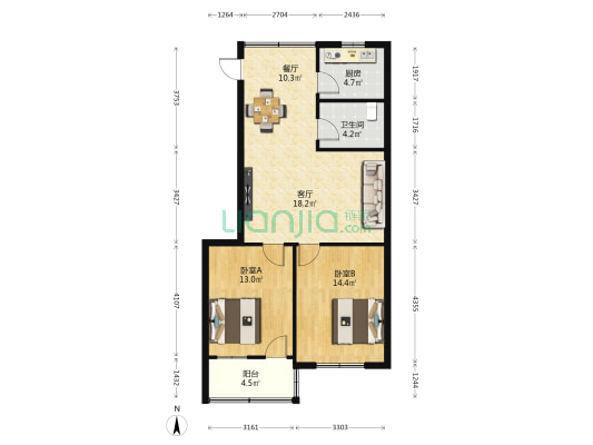 赣东北大道17号 2室2厅1卫 77平方