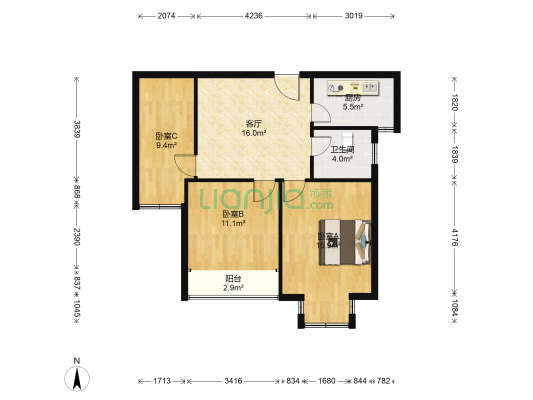 香珺苑 3室1厅1卫 84平方