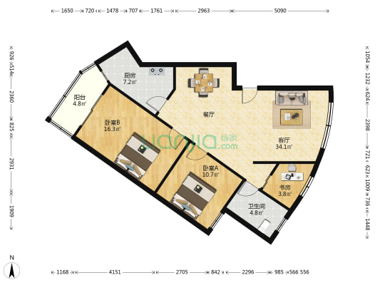 万安路280号 3室1厅1卫 95平方