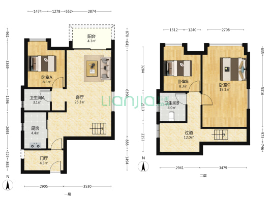 保利半岛南地块 3室1厅2卫 101平方