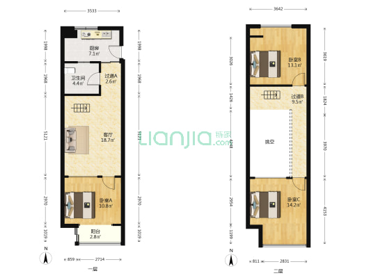 百花大厦 3室1厅1卫 58平方
