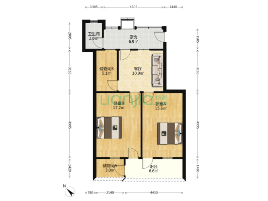 树藩大街411号 2室1厅1卫 78平方