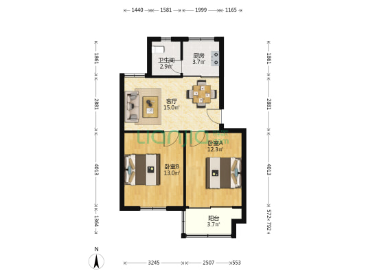 后亭子社区站南弄 2室1厅1卫 66平方