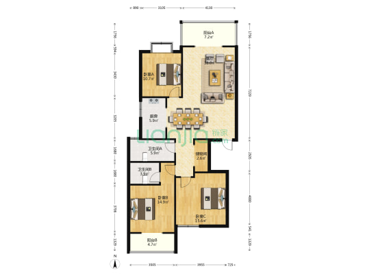 盛世御源 3室1厅2卫 148平方