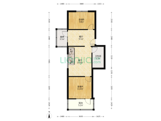 舒园小区 2室2厅1卫 68平方