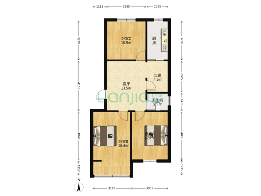 火车站宿舍小区 3室1厅1卫 79平方