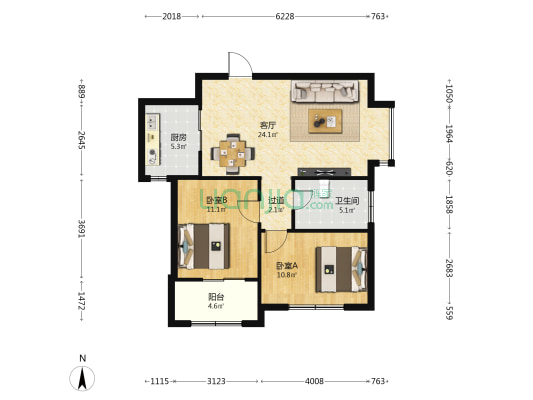 海晟花苑三期 2室1厅1卫 89平方