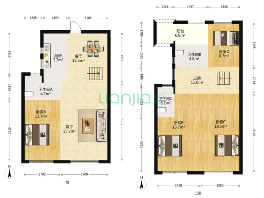 佳源两岸新天地 4室2厅3卫 96平方