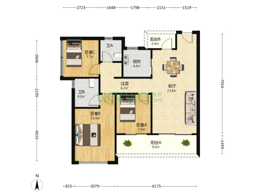 龙光玖悦臺 3室1厅2卫 99平方