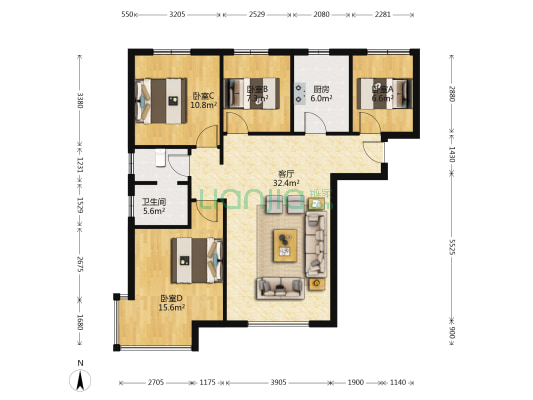 三利中和村城 北京通勤必选 3+1户型-户型图