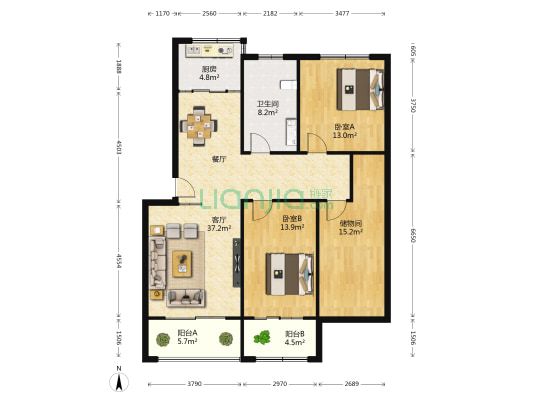 阳光佳苑(长葛市) 2室1厅1卫 139平方