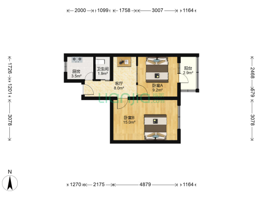 西四环南路32号 2室1厅1卫 50平方