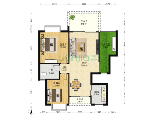 海景壹号 2室1厅1卫 98平方