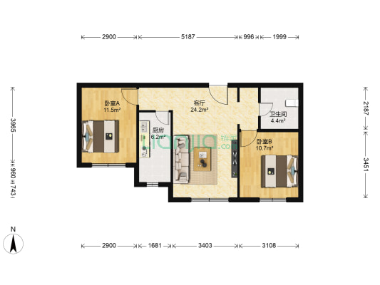 TBD云集中心 2室1厅1卫 82平方