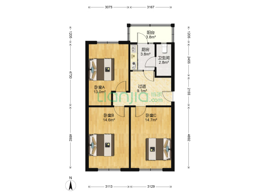 凌山三街 3室0厅1卫 78平方