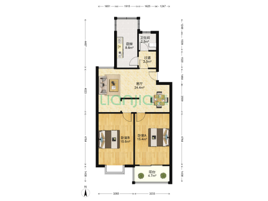 太湖花园三期 2室1厅1卫 88平方