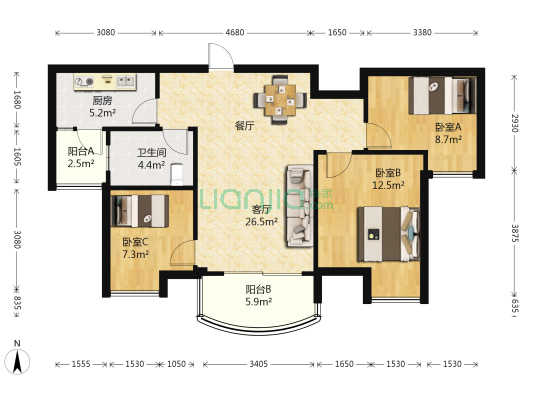 徐州碧桂园 3室1厅1卫 93平方