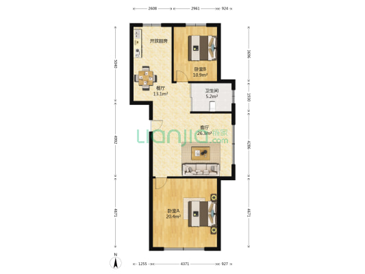兴隆家园 2室2厅1卫 102平方
