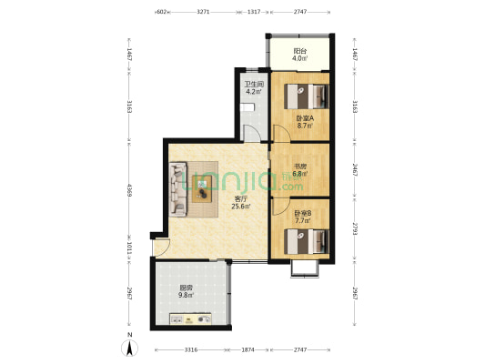 华景新城晓景楼 3室1厅1卫 79平方
