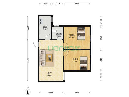 豫泰公寓 2室1厅1卫 78平方