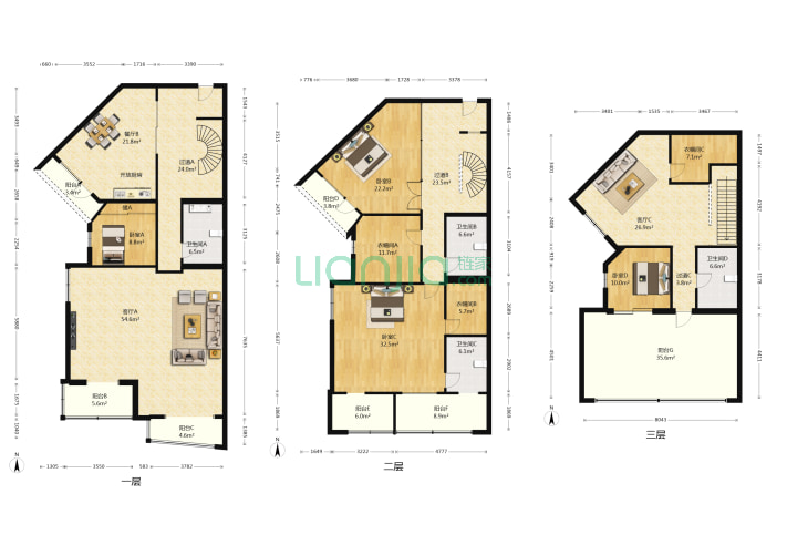 4室3厅4卫401.08㎡-北京风林绿洲户型图