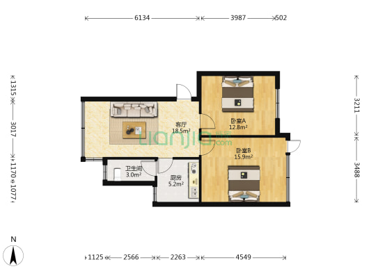 浣纱巷54号 2室1厅1卫 65平方