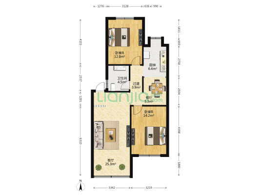 新建县环湖路 2室2厅1卫 84平方