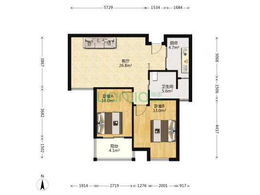 凤鸣缇香 2室1厅1卫 80平方