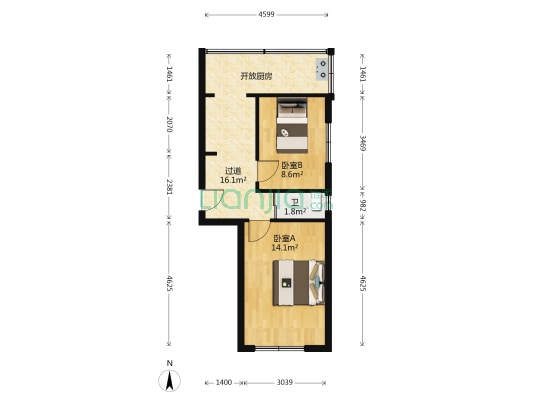 财专小区 2室0厅1卫 54平方