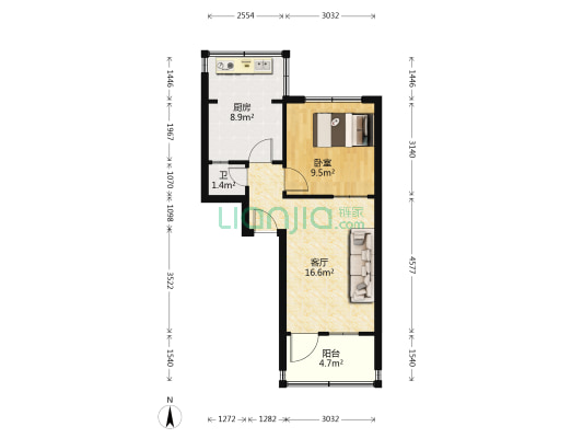 交通职业学院宿舍 1室1厅1卫 48平方