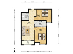 ：地理位置好离德信公园直线距离200米，全南两居。-涿州翡翠滨江户型图