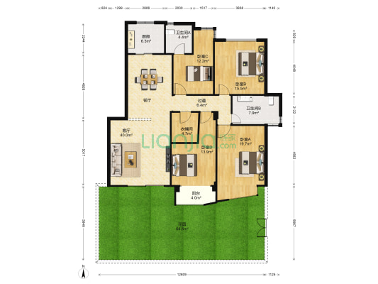 紫竹园(江岸) 4室1厅2卫 158平方