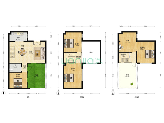 方直彩虹公馆 5室1厅1卫 145平方