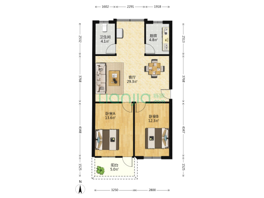 南宁市民福小区 2室1厅1卫 80平方