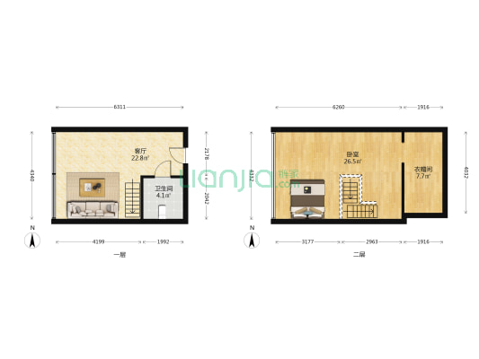 正上豪布斯卡 1室1厅1卫 38平方
