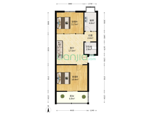 東苑小區 2室1厅1卫 71平方