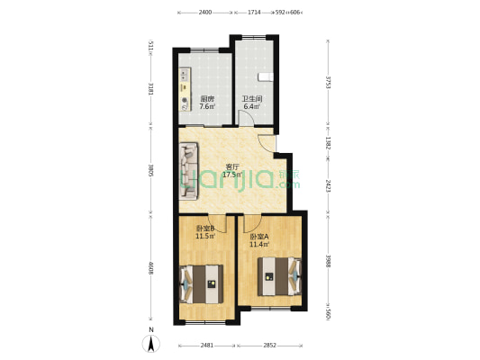 梅庵新區 2室1厅1卫 73平方