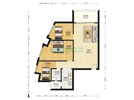怡尚雅居 3室1厅1卫 97平方