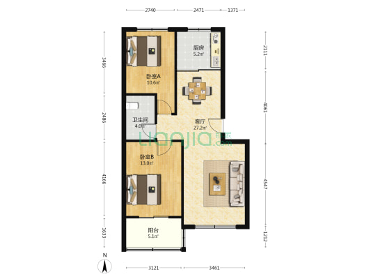 乐天小区一区 2室1厅1卫 84平方