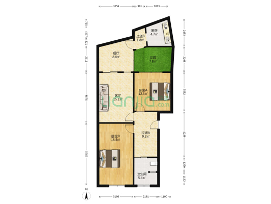 观文巷8号 2室2厅1卫 65平方