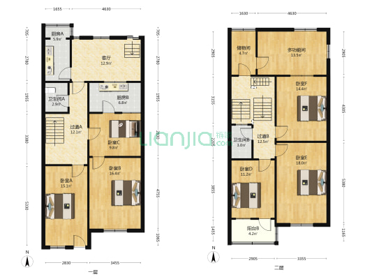 城河下 7室1厅2卫 135平方