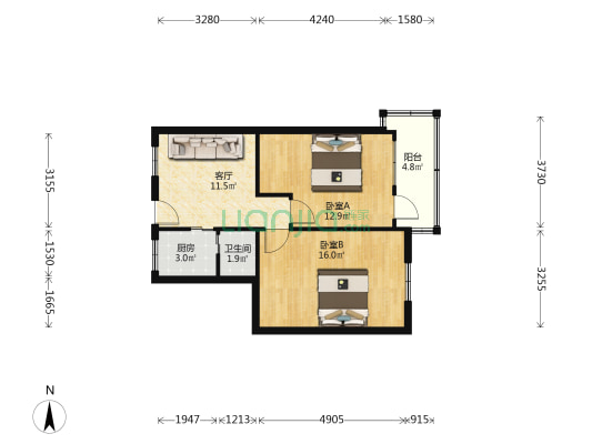 环城东路22号 2室1厅1卫 65平方